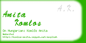 anita komlos business card