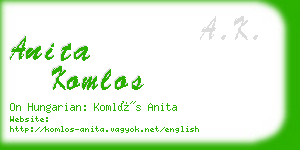 anita komlos business card